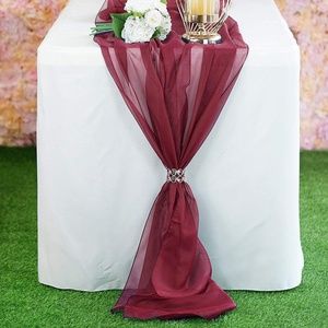 18" W x 180" L Chiffon Table Runner, Burgundy
